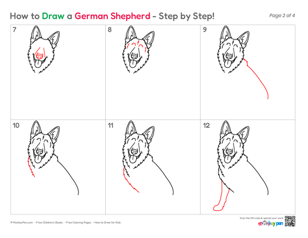 How to Draw a German Shepherd – Easy Step-by-Step Dog Drawing for Kids