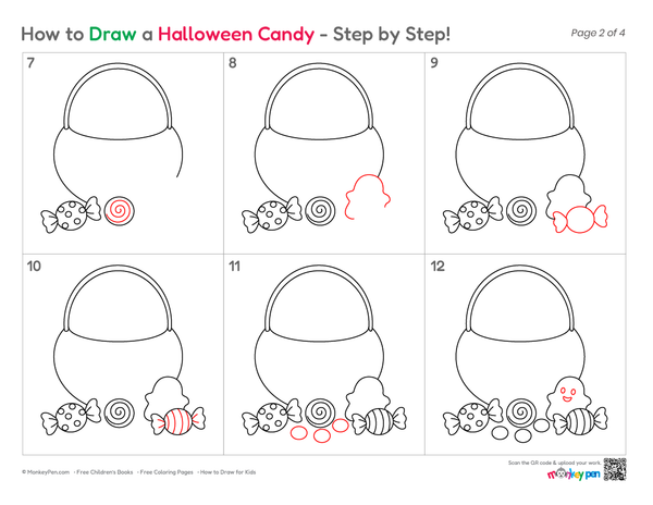 Fun Halloween candy drawing for children