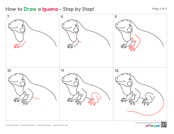 How to Draw an Iguana – Step-by-Step Reptile Drawing for Kids