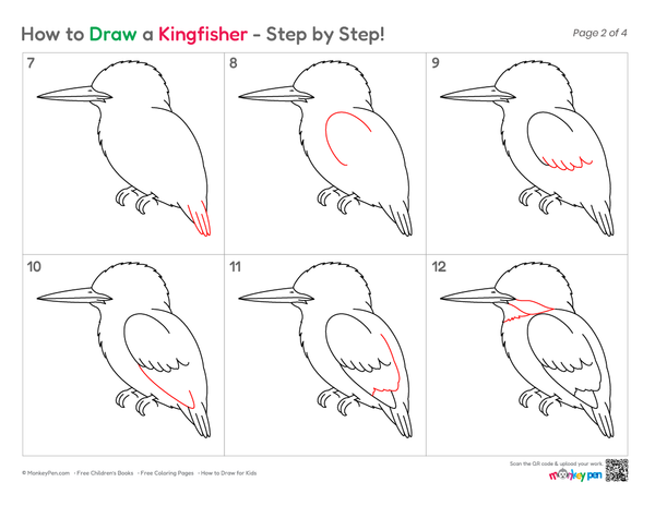 How to Draw a Kingfisher –Simple Step-by-Step Bird Drawing for Kids