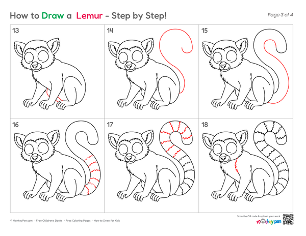 How to Draw a Lemur – Easy Step-by-Step Animal Drawing for Kids