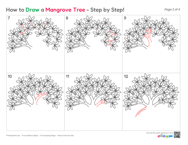 How to Draw a Mangrove Tree – Step-by-Step Nature Drawing for Kids