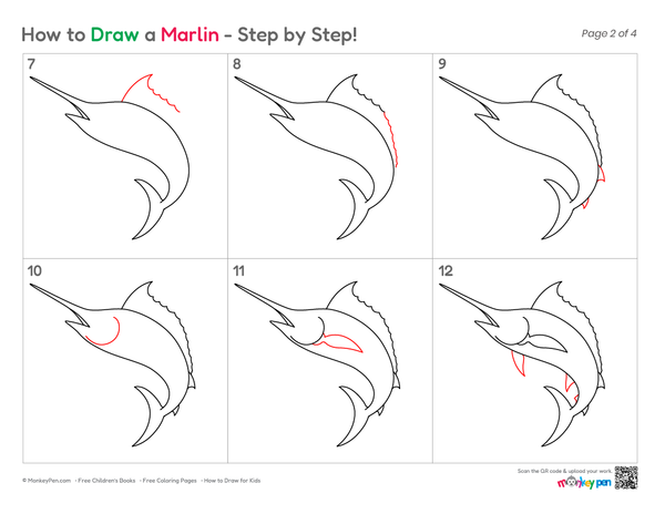 How to Draw a Marlin – Step-by-Step Fish Drawing for Kids