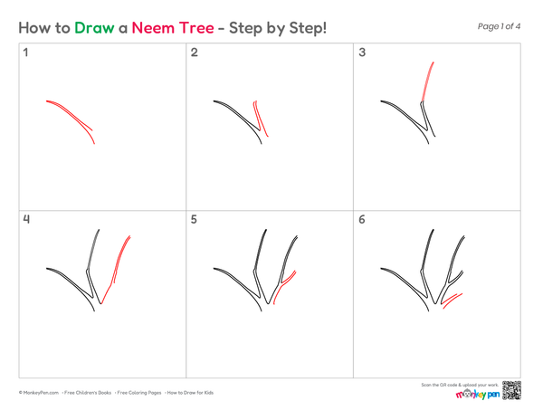 How to Draw a Neem Tree – Simple Step-by-Step Tree Drawing for Kids