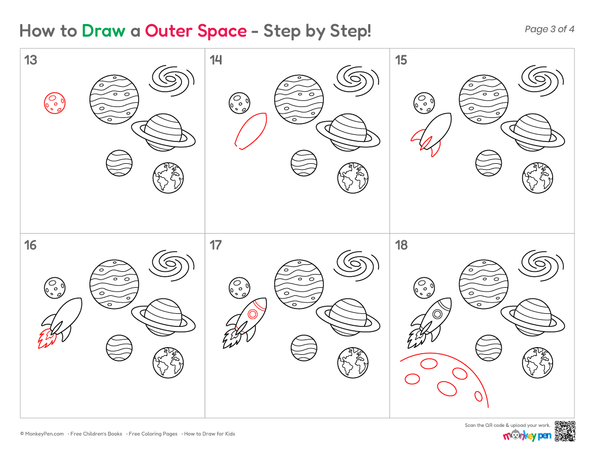 Beginner-friendly outer space drawing for children