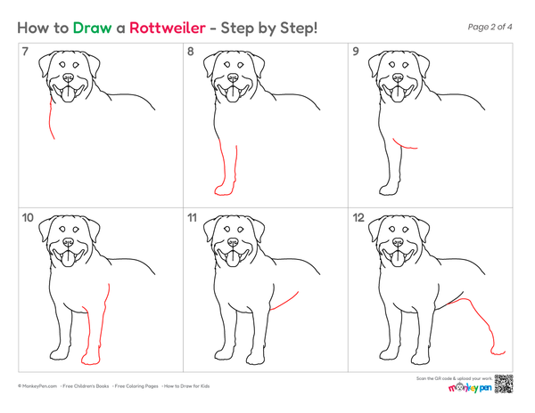 How to Draw a Rottweiler – Simple Step-by-Step Dog Drawing for Kids