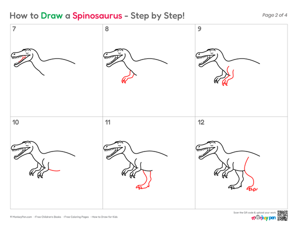 How to Draw a Spinosaurus – Step-by-Step Dinosaur Drawing for Kids