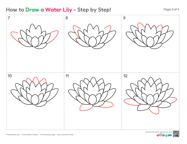 How to Draw a Water Lily – Easy Step-by-Step Flower Drawing for Kids
