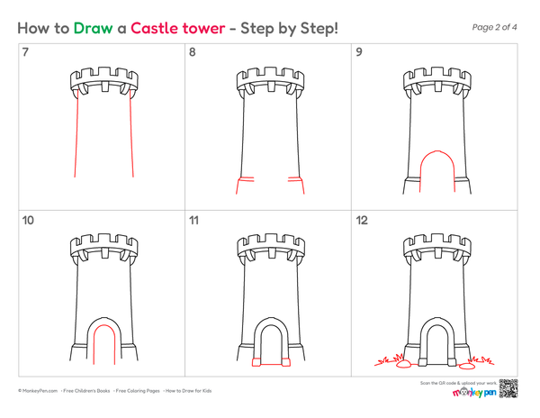 Cute castle tower illustration for kids