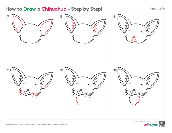Cute Chihuahua puppy illustration for young learners.