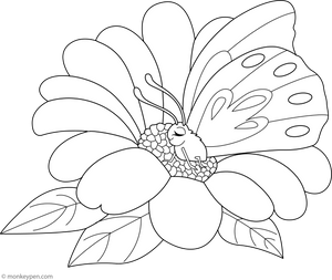 Butterfly Sleeping on the Flower Coloring Page – fun and educational printable for children