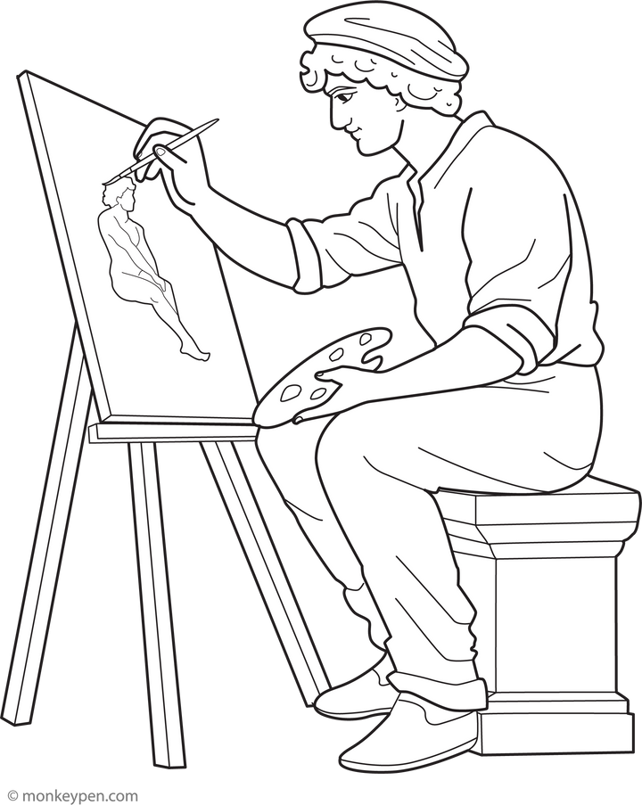 Artist Coloring Page - Free Printable Coloring Page