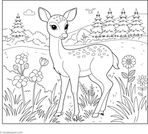 Cute Deer coloring page – free printable for kids to color and enjoy