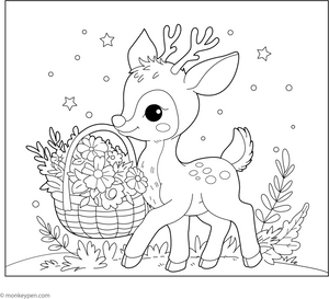 Deer Carrying a Basket coloring page – free printable for kids to color and enjoy