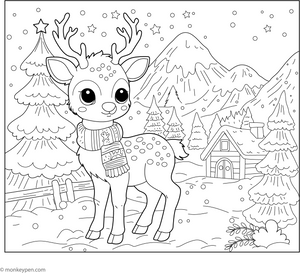 Deer Adorned with a Scarf coloring page – free printable for kids to color and enjoy