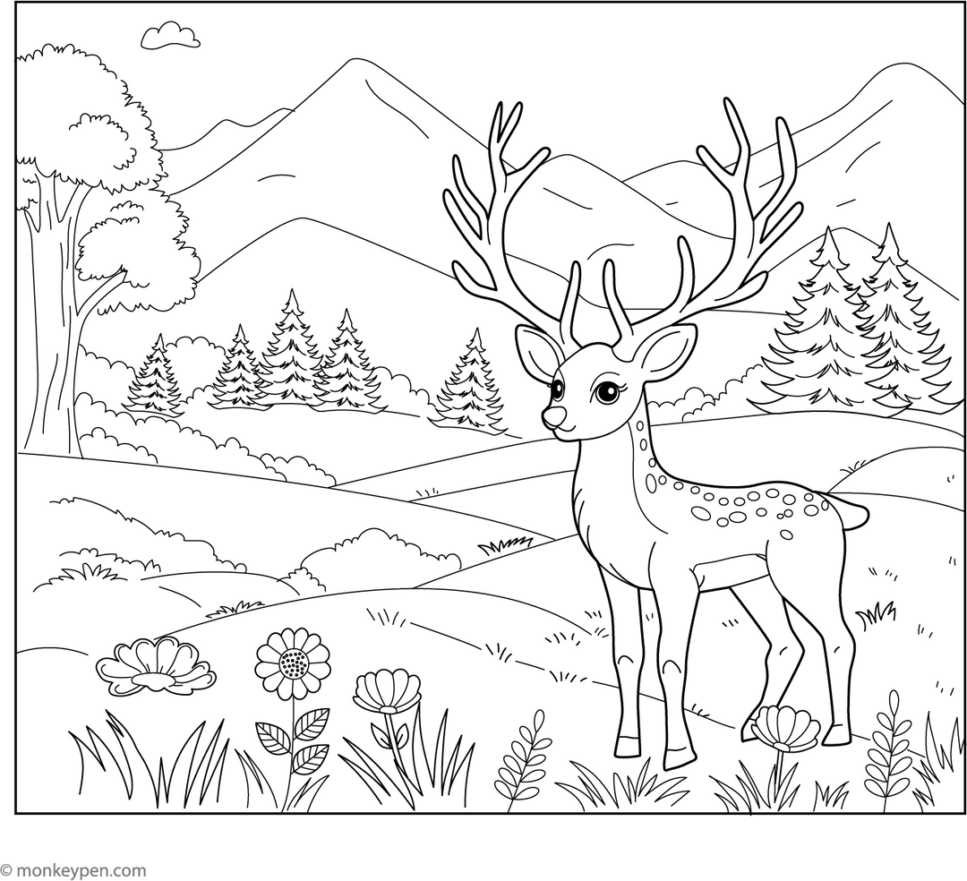Free Printable Deer Coloring Book