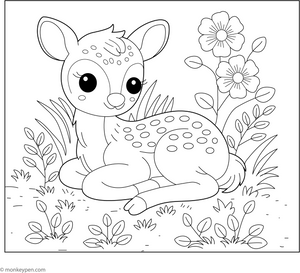 Baby Deer Resting coloring page – free printable for kids to color and enjoy