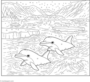 Dolphins in the Arctic coloring page – free printable for kids to color and enjoy