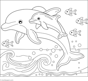 Dolphin Family coloring page – free printable for kids to color and enjoy