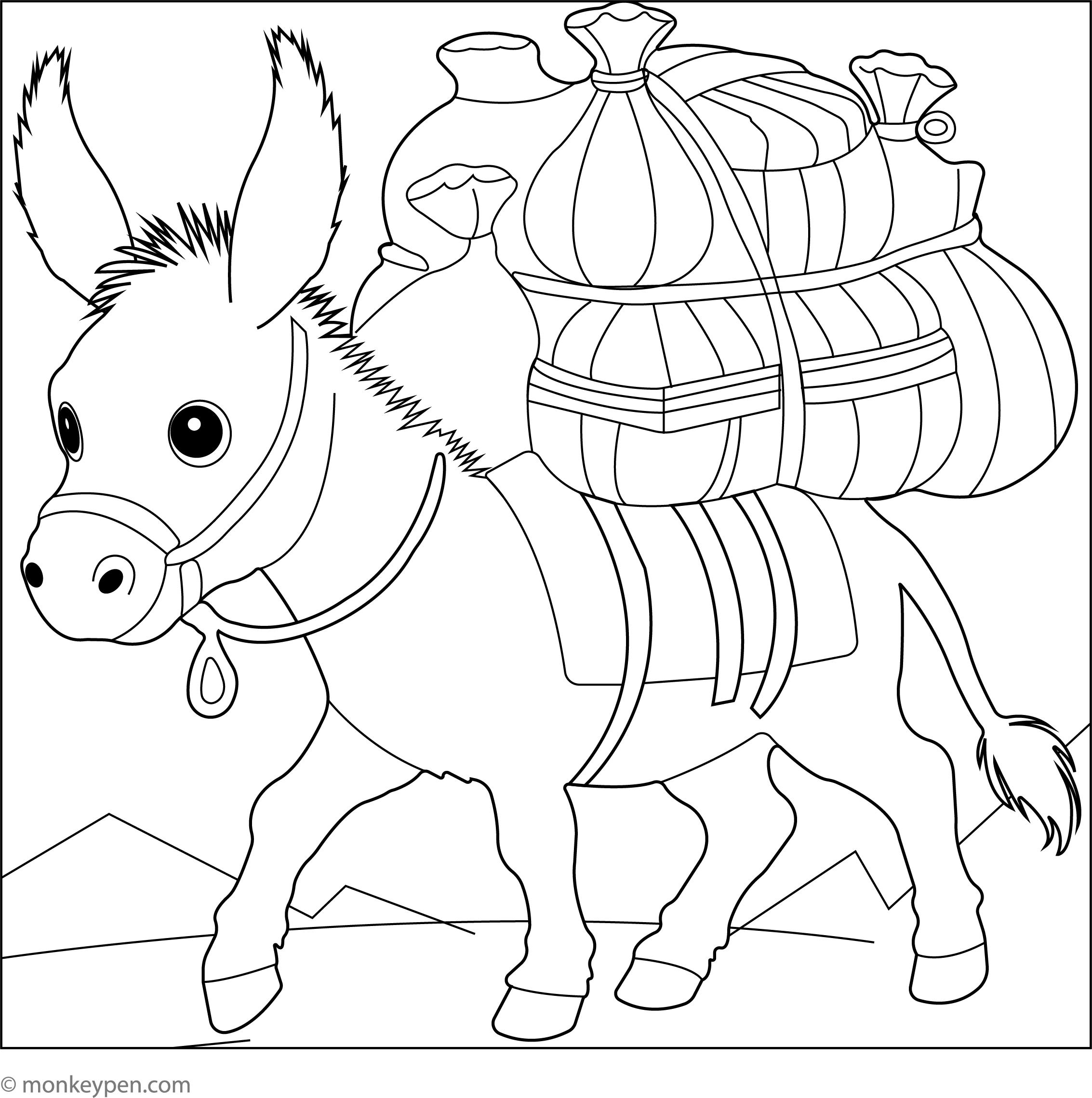 Donkey Carrying Load โ Free Kids Activity Printable