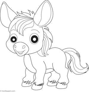 Cartoon Donkey with Big Ears coloring page – free printable for kids to color and enjoy