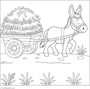 Donkey and a Cart coloring page – free printable for kids to color and enjoy
