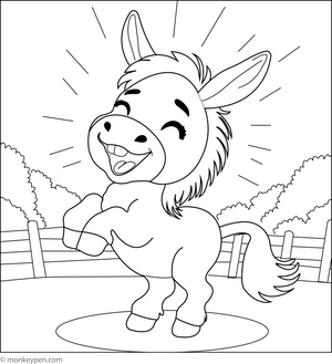 Donkey Braying Happily coloring page – free printable for kids to color and enjoy