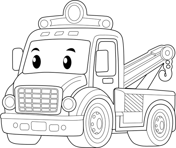 Tow Truck coloring page – transportation-themed printable for kids