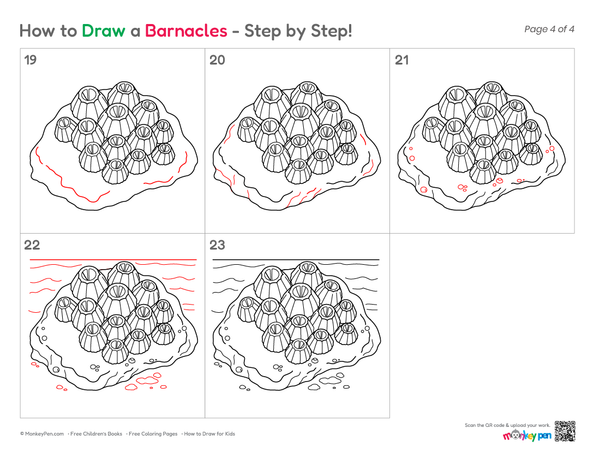 Cute barnacles line art for kids