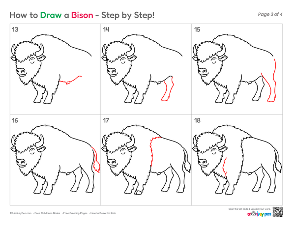 How to Draw a Bison – Easy Step-by-Step Wildlife Drawing for Kids