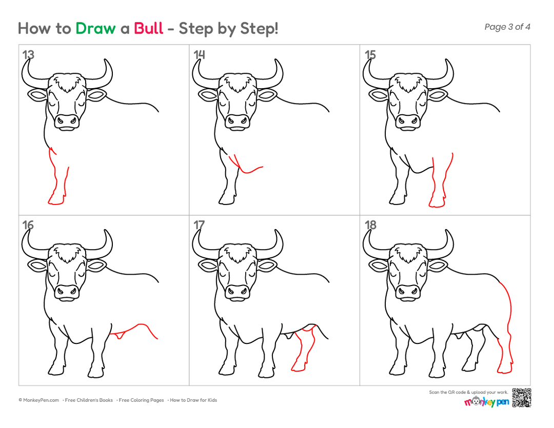 How to Draw a Bull – Easy Farm Animal Drawing Tutorial for Kids