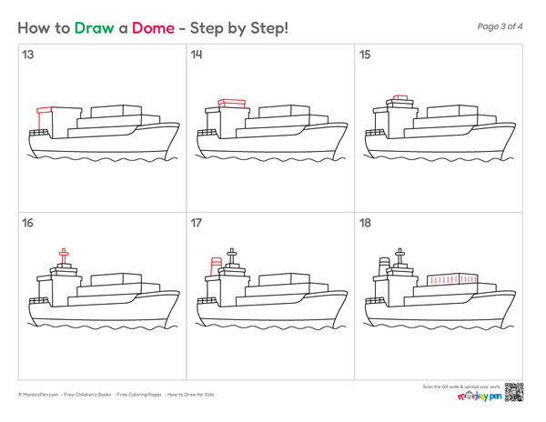 How to Draw a Cargo Ship – Simple Step-by-Step Ship Drawing for Kids