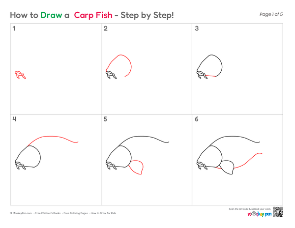 Cute Carp Fish coloring page