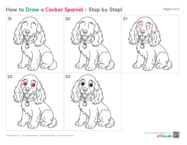 How to draw  a detailed cocker spaniel illustration with this simple step-by-step drawing lesson.