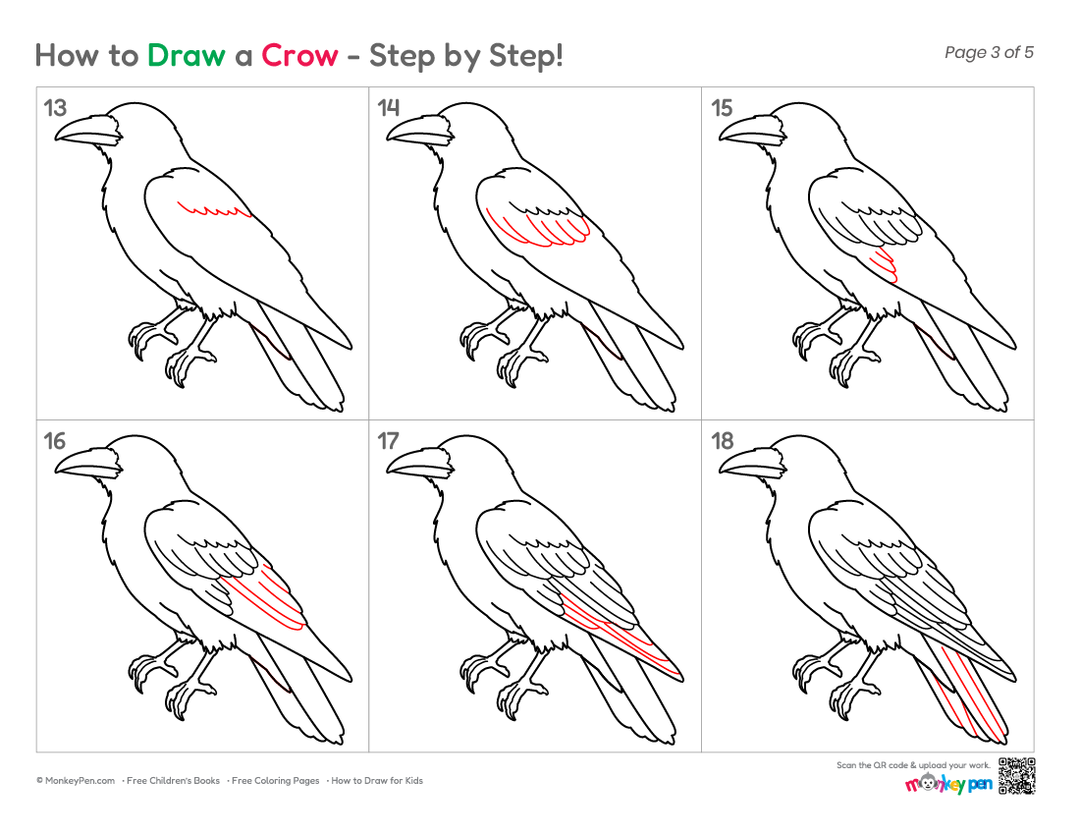 How to Draw a Crow – Bird Drawing Tutorial for Kids