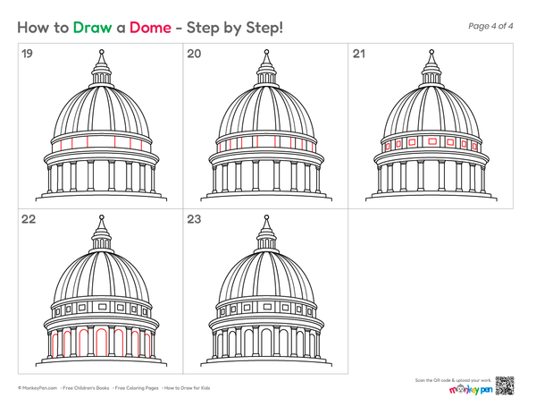 How to Draw a Dome – Step-by-Step Architecture Drawing for Kids
