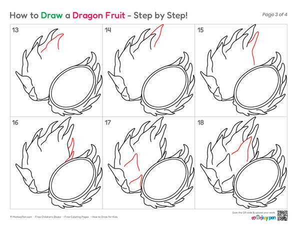 How to Draw a Dragon Fruit – Easy Step-by-Step Fruit Drawing for Kids