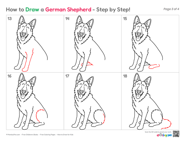 How to Draw a German Shepherd – Easy Step-by-Step Dog Drawing for Kids