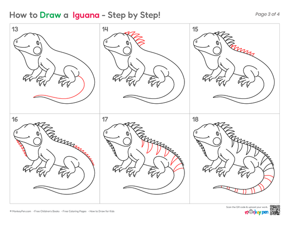 How to Draw an Iguana – Step-by-Step Reptile Drawing for Kids