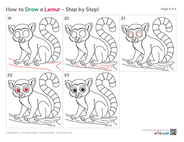 How to Draw a Lemur – Easy Step-by-Step Animal Drawing for Kids