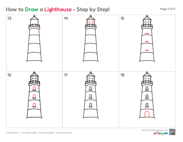 How to Draw a Lighthouse – Simple Step-by-Step Coastal Drawing for Kids