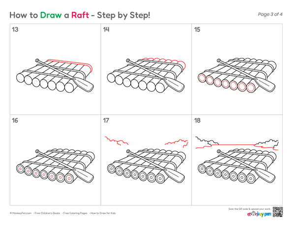 Cute raft illustration for children