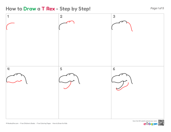 How to Draw a T-Rex – Easy Step-by-Step Dinosaur Drawing for Kids
