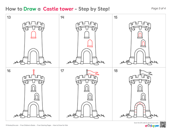 Simple castle turret illustration for children