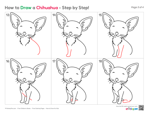 Adorable Chihuahua puppy drawing for kids.