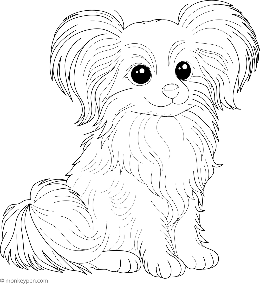 Papillon Free Printable Coloring Page PDF for Kids