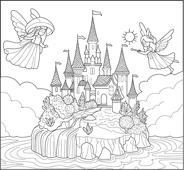 Magical Island In Sky coloring page – fun and educational printable for children