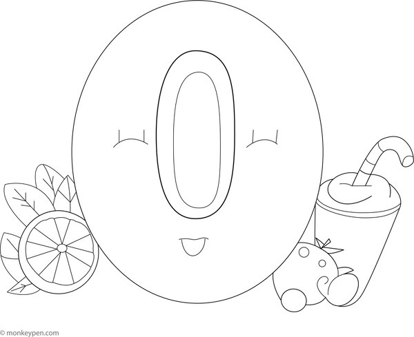 Number 0 coloring page – free printable for kids to color and enjoy