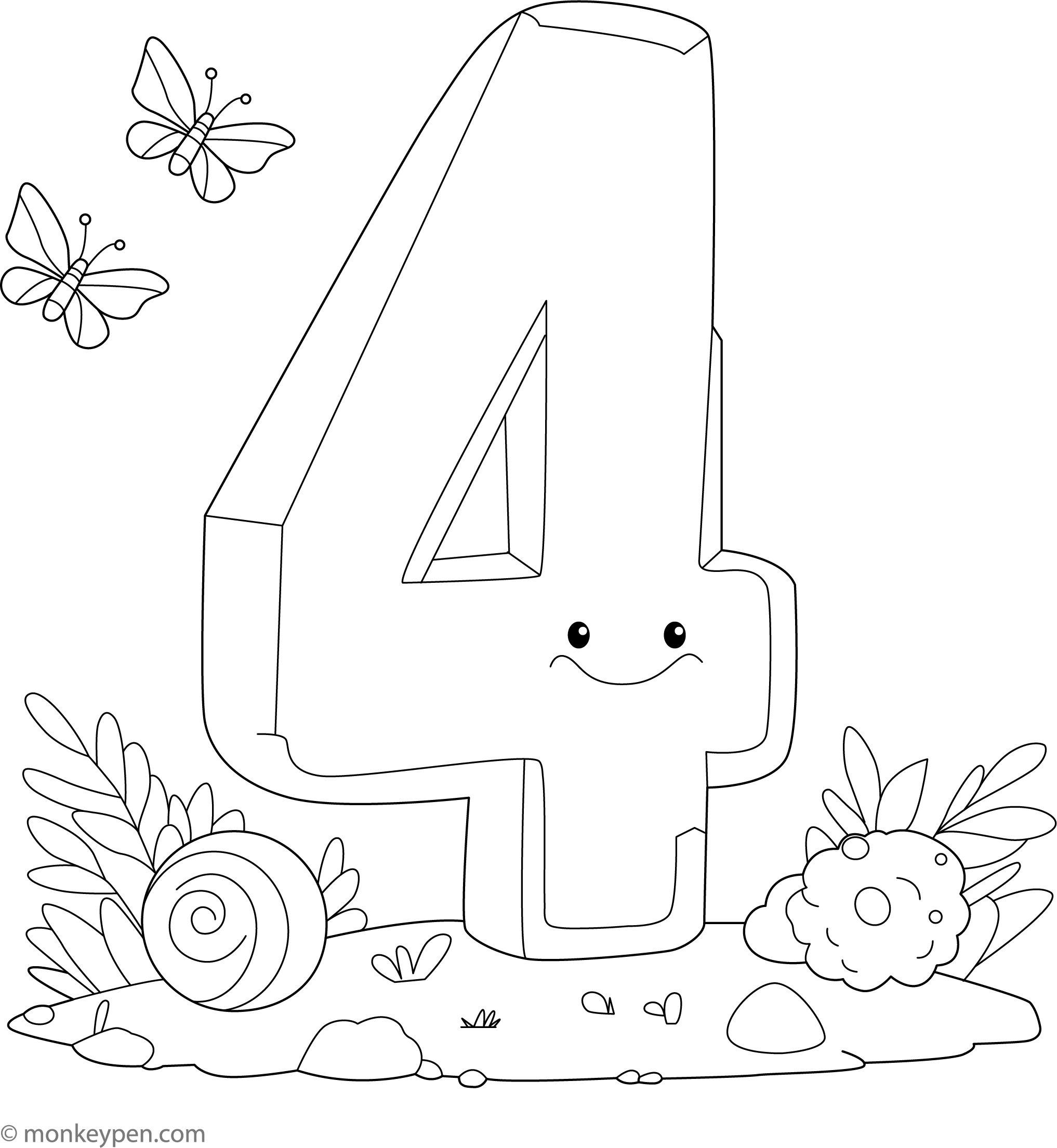 Number Four Coloring Page number-four-coloring-page