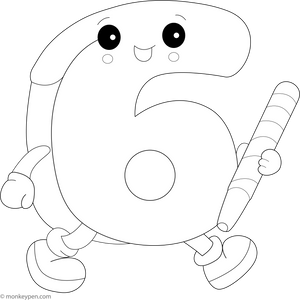 Number 6 coloring page – free printable for kids to color and enjoy